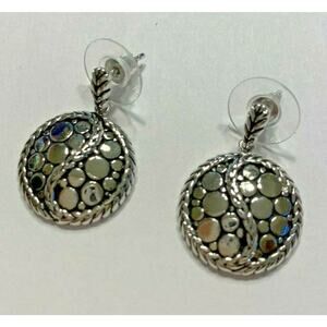 Silver Tone pierced earrings drop dangle rounds